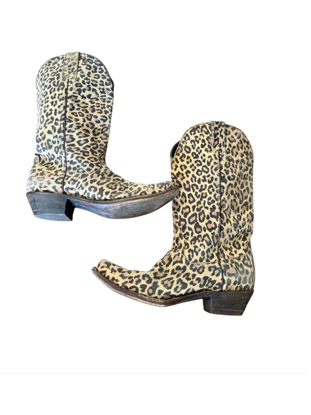 Leopard Print Women's Western Boots by Pecos Bill -Tan Black -Size 8 - Picture 6 of 12